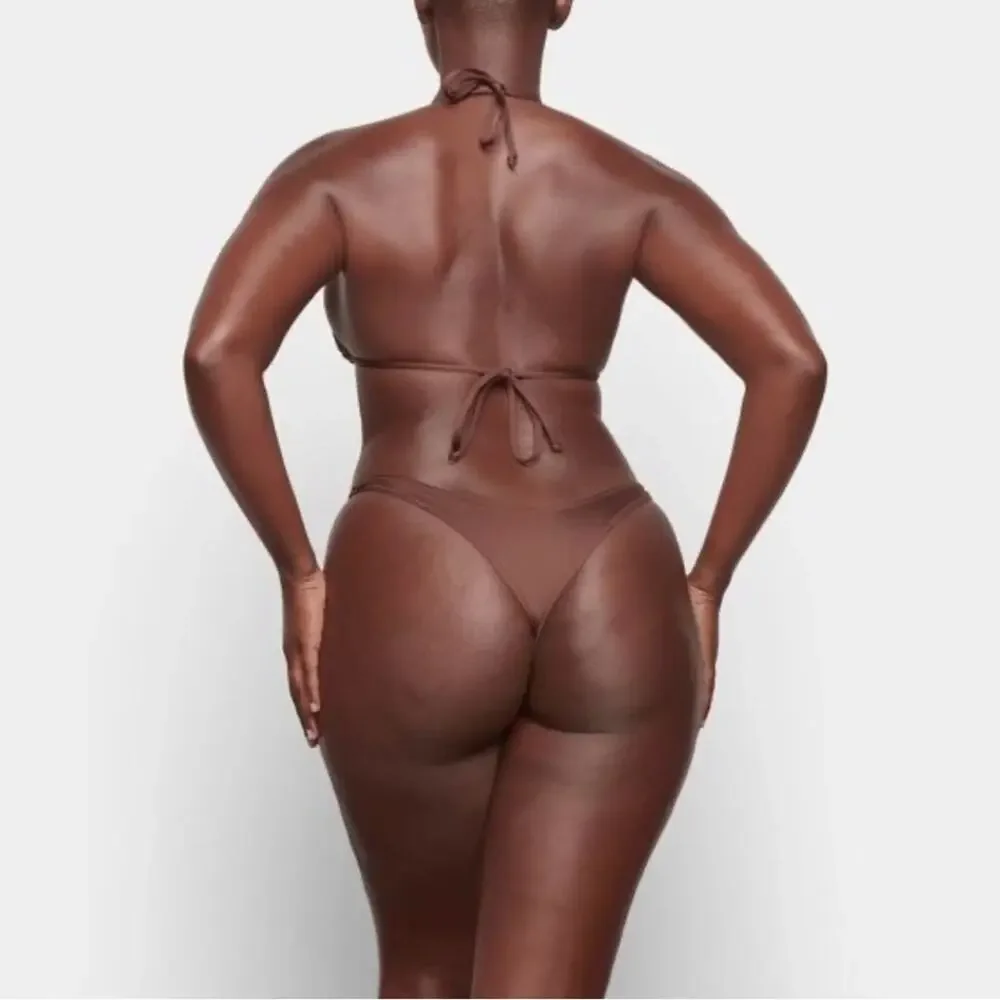 NWT Skims Recycled Swim Micro Tanga‎ Cheeky Bikini Bottoms Cocoa 4X Brown